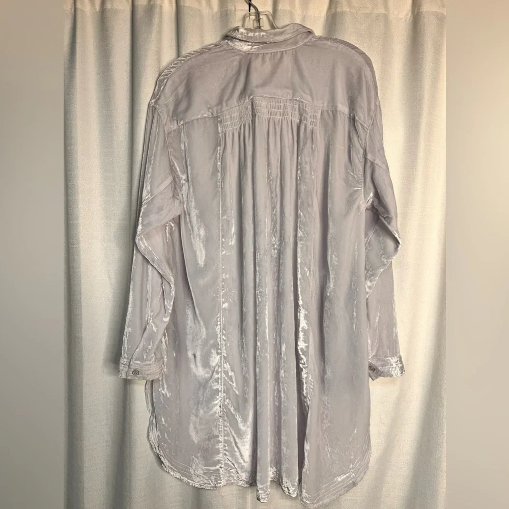 Free People We the Free Sorrento Velvet Maxi Top in Light Grey - Picture 5 of 7